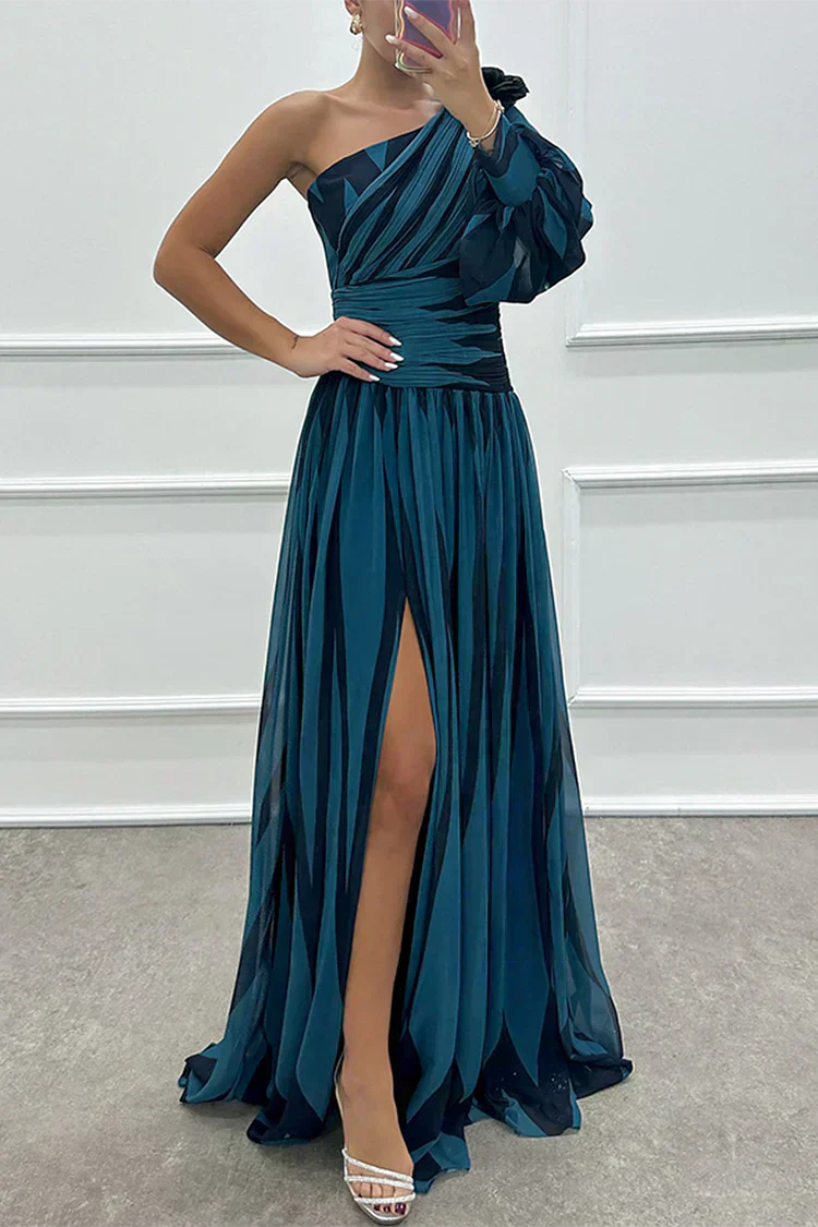 VESTIDO SHILOH ™ | Vestido Maxi Elegante a Rayas con Un Hombro
