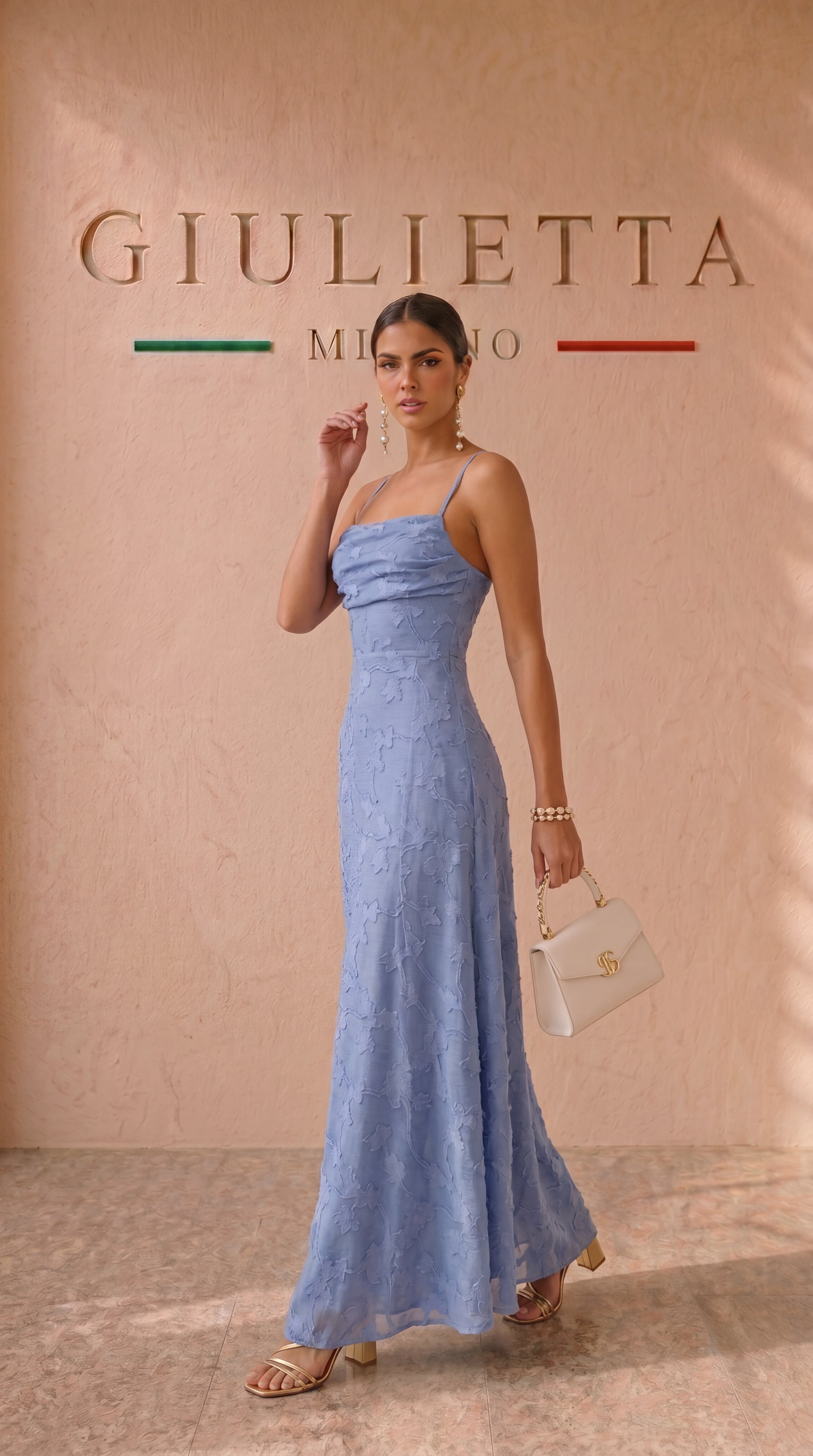 VESTIDO FLORENCIA™ | Delicadeza floral en azul empolvado
