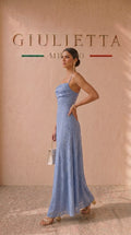 VESTIDO FLORENCIA™ | Delicadeza floral en azul empolvado